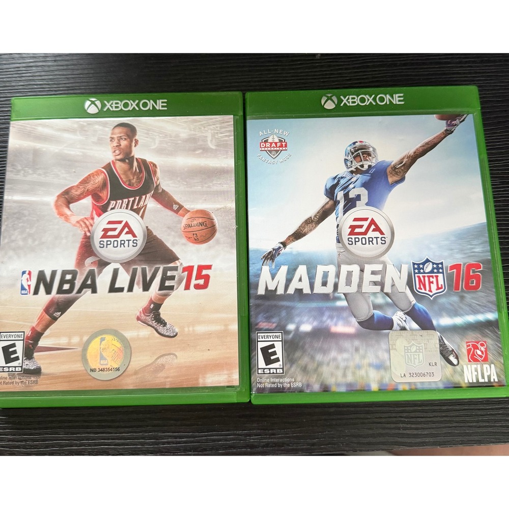 Xbox One EA Sports Game Lot NBA Live15 and Madden NFL 16 Case with Madden15 Disc